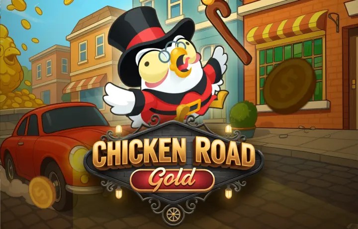 Chicken Road Gold online game logo by InOut on roostinocasinoo.com