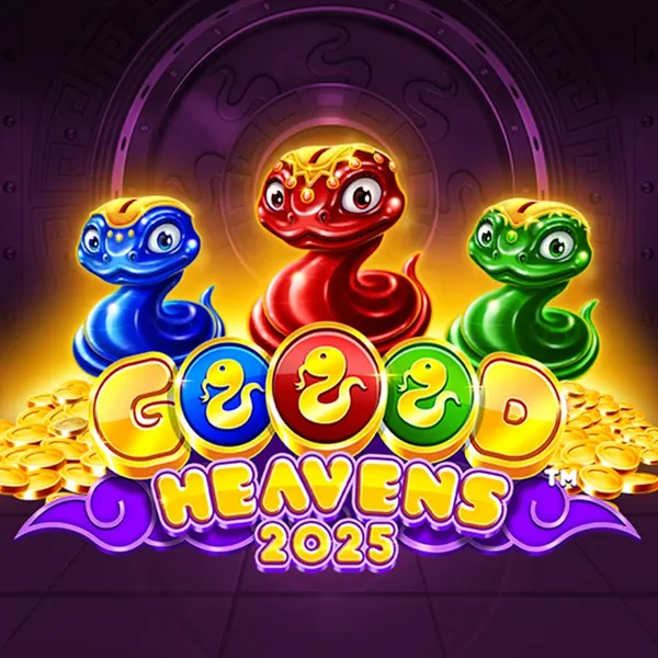 Goood Heavens slot logo by Rarestone Gaming at Roostino Casino