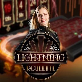 Lightning Roulette online game logo by Evolution on roostinocasinoo.com